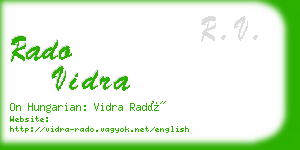 rado vidra business card